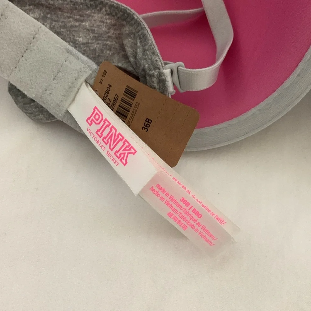 Pink VS Wear Everywhere t-shirt lightly lined Grey Bra 36B NWT - Picture 3 of 3